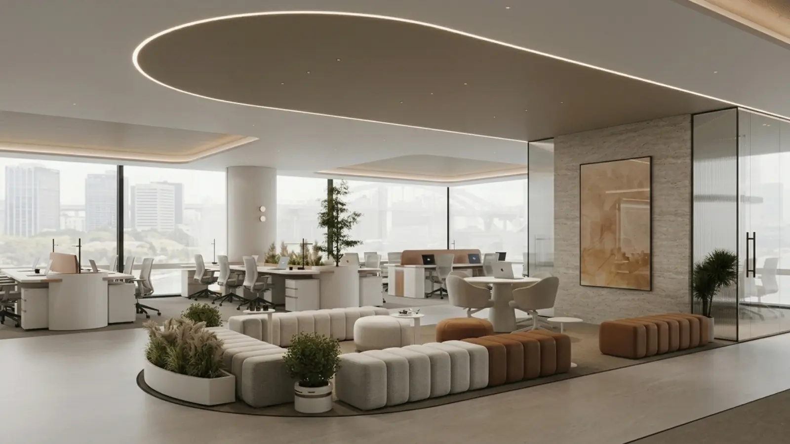 Modern office interior with desks